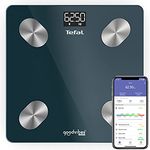 Tefal Goodvibes Life+ Smart Waage mit 10 Anzeigen für Körper, einfache Bedienung, unbegrenzte Benutzerkapazität 180 kg und 100 g Einteilung BM9620S1 Schwarz