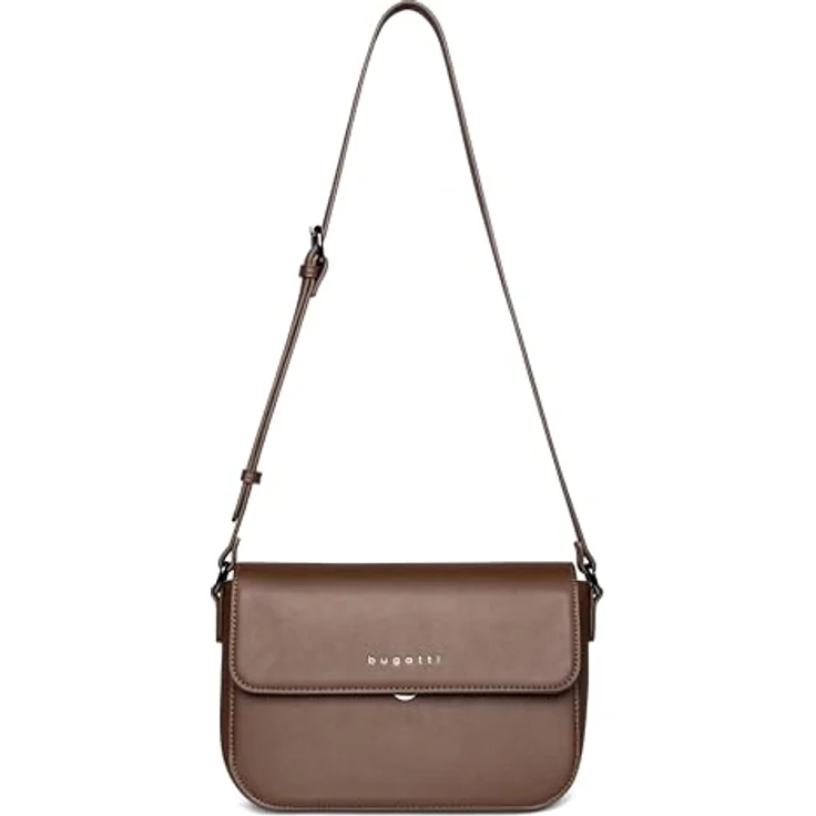 Bugatti Almata Umhängetasche M, handliche 25 cm Schultertasche aus strapazierfähigem Polyurethan, braun, mit verstellbarem Schultergurt und Reißverschlussfächern – Bild 4