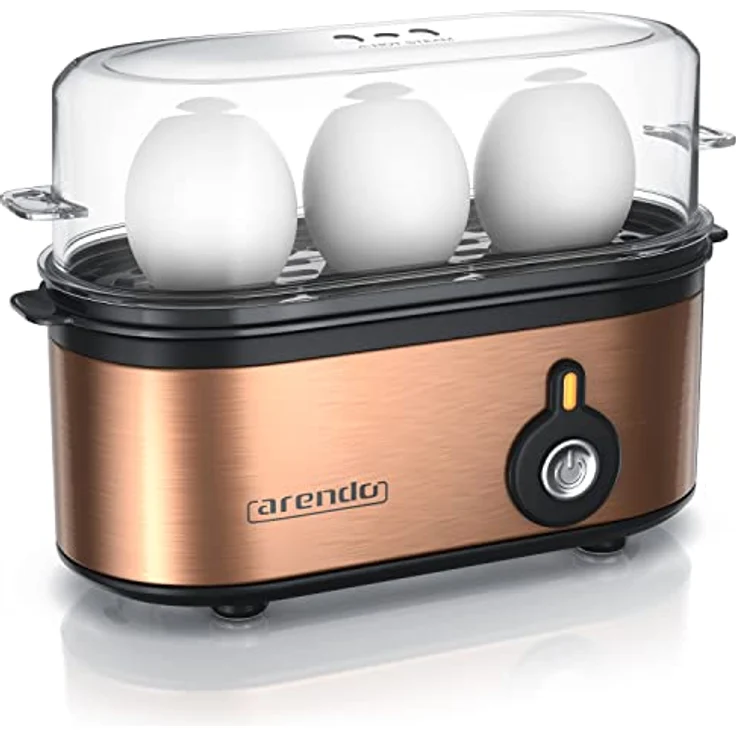 Arendo - Edelstahl Eierkocher Threecook - Egg Cooker - EIN AUS-Schalter - Wählbarer Härtegrad - 210 W - 1-3 Eier - GS - BPA-frei – Bild 1