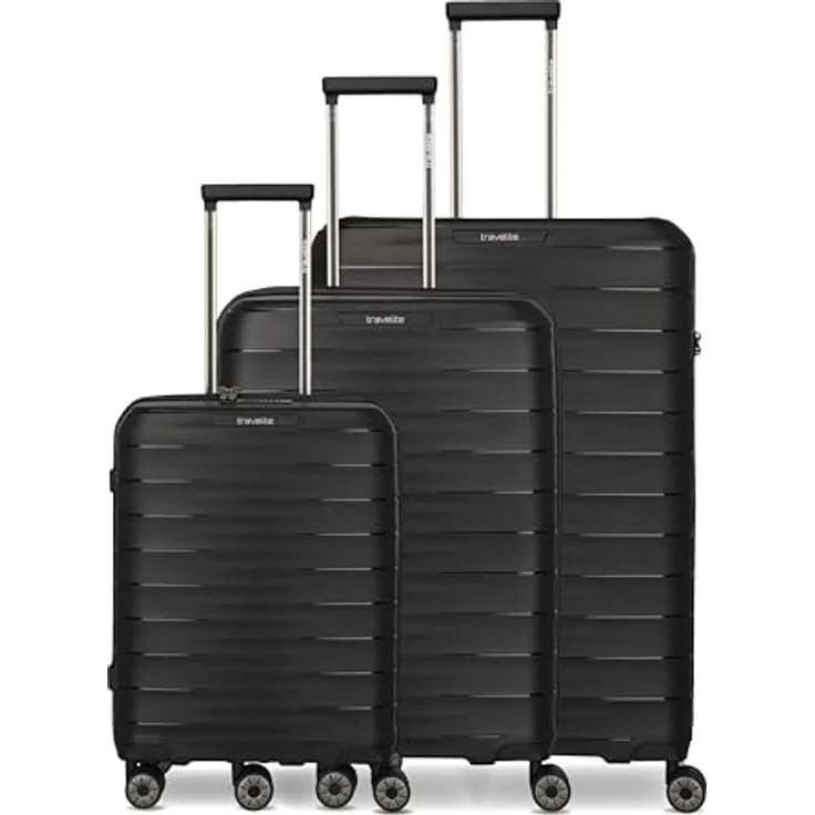 Travelite Koffer Set 3-teilig MOOBY, Hartschale mit Recyclinganteil, S/M/L (55/66/77 cm), 4 Doppelrollen, TSA-Schlösser – Trolley & Handgepäck – Bild 1