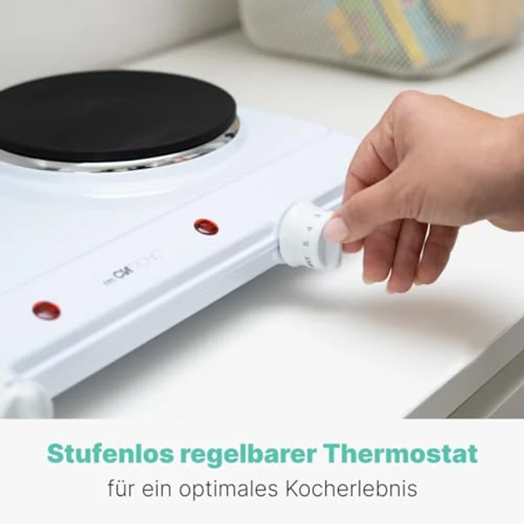 Clatronic Doppelkochplatte DKP 3583, 2 Kochplatten, stufenlos regelbare Thermostate, hohe Standfestigkeit, weiß – Bild 4