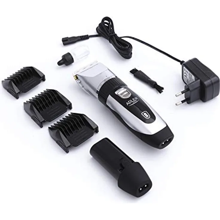 Adler AD 2823, Netz/Akku Haarschneider für Haustiere mit Titankopf und 4 Kammaufsätzen, USB-Ladung