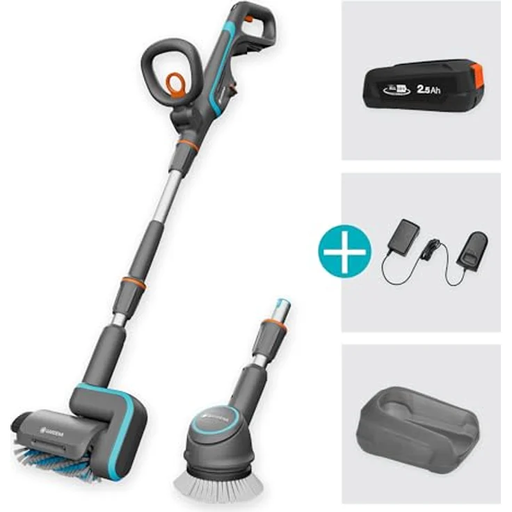 GARDENA Akku-Hand-und Stielstaubsauger 14842-20 Akku-Multi-Reiniger AquaBrush Universal, effektive Nassreinigung, Laufzeit 30 Minuten – Bild 4