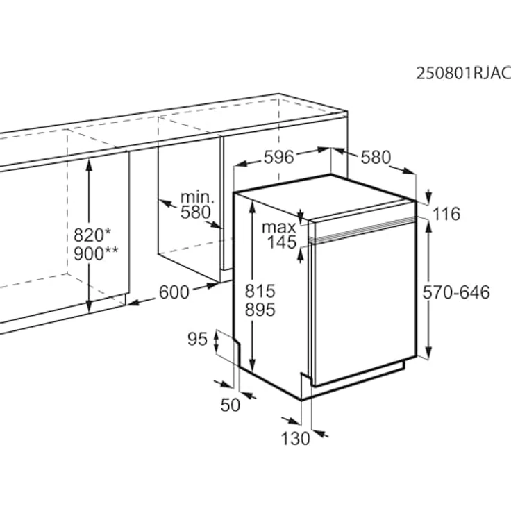 AEG GT9200X2SCM Serie 9000, teilintegrierter 60cm Einbaugeschirrspüler mit AEG App und Besteckschublade, Energieeffizienzklasse A – Bild 22