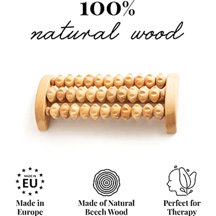 Tuuli Accessories Massage Massagerolle Massageroller Massagegerät Fuß Fußmassagegerät Fußroller Fußmassage aus Holz 26x12 cm – Bild 4