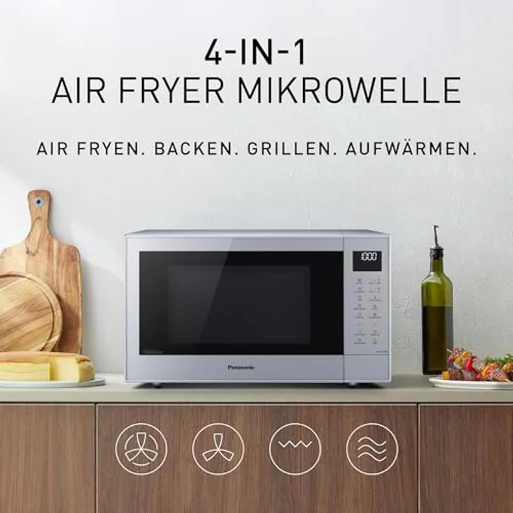 Panasonic NN-CT57RMEPG Mikrowelle Silber, 1000W, Grillfunktion, Heißluft-Funktion, digitaler Timer, LCD-Display, 34-cm-Drehteller – Bild 14