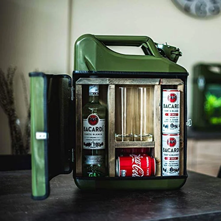 Mikamax, Bar Zubehör, Jerrycan Mix Drink Bar 20L – Whiskey Bar – Mobile Bar – Benzinkanister bar – Grün – 20 Li – Bild 6
