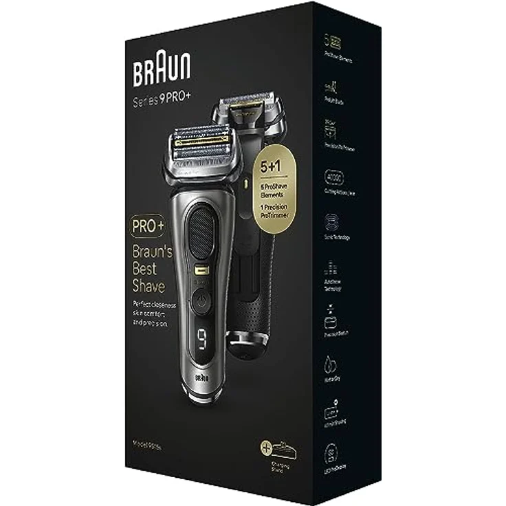 Braun Series 9 Pro+ Elektrorasierer, Ladestation, Wet & Dry, 9515s, Edelmetall – Bild 1