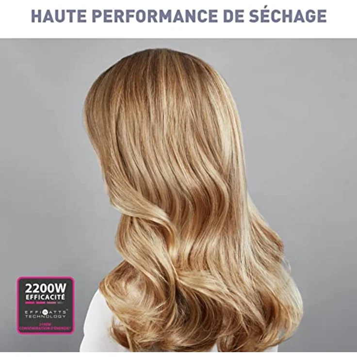 Calor Studio Dry Haartrockner, EffiWatt-Technologie für reduzierten Energieverbrauch, 6 Geschwindigkeits-/Temperatureinstellungen, Hub, Frischlufttaste, abnehmbarer Grill hinten CV5803C0 – Bild 2