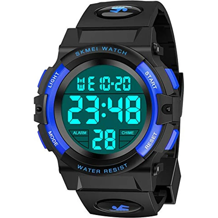 Dislocati Digitaluhr Kinder, wasserdichte Sportuhr mit LED-Hintergrundbeleuchtung, Wecker und Stoppuhr für Jungen 3-12 Jahre, Geschenkbox inkludiert – Bild 1