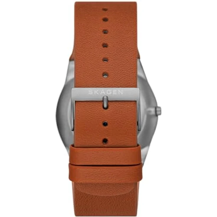 Skagen Herrenuhr Melbye Titanium Quarz/3 Zeiger Uhrwerk Day-Date 40 mm Gehäusegröße mit Lederarmband SKW6906 – Bild 3