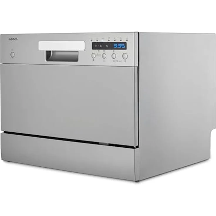 Medion MD 37496 Tischgeschirrspüler, silber, 6 Maßgedecke, Energieklasse D, AquaStop, kompakt, 6,5L Wasserverbrauch, 43,8cm hoch – Bild 2