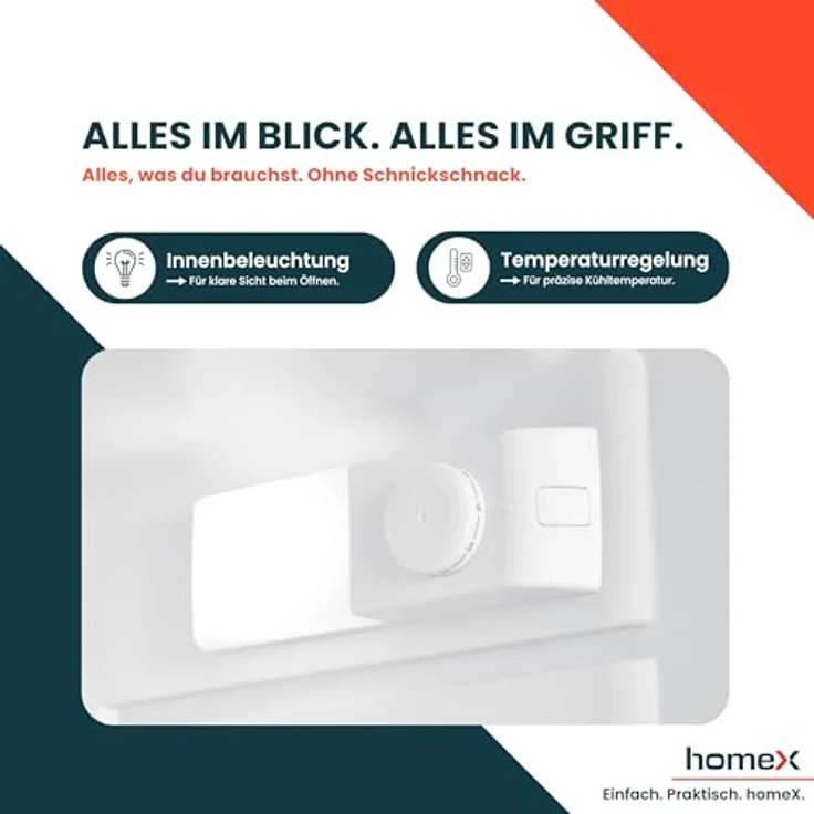 homeX CS1091E-W Kühlschrank mit Gefrierfach, Mini Kühl-Gefrierkombination 109 Liter, freistehend, 4-Sterne Gefrierfach, weiß – Bild 7