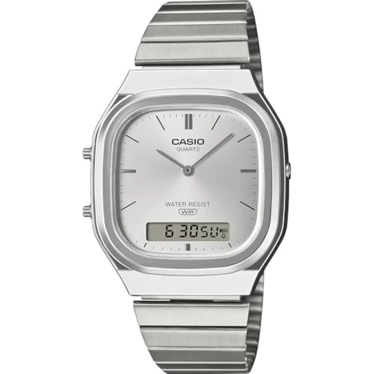 Casio AQ-240E-7AEF, Armbanduhr mit analoger Anzeige, Edelstahlarmband in Silber, Kalender und Weckerfunktion – Bild 2