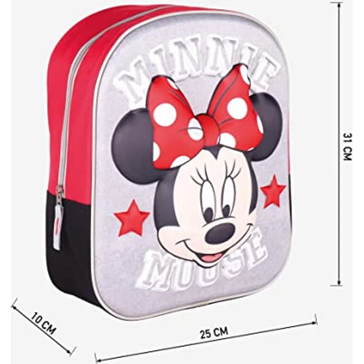Cerda Daypack Disney Minnie 3D Rucksack, Kindergartenrucksack 31cm mit Einzeltasche für 3-6 Jahre alte Kinder – Bild 4