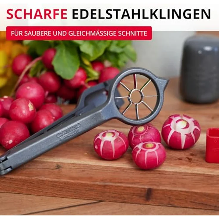 WESTMARK Radieschenverzierer Decoretto Black Edition, ergonomischer Gemüseschneider mit extra-scharfen Edelstahlklingen, Anthrazit – Bild 5