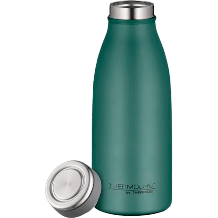 THERMOcafé by THERMOS TC BOTTLE, Isolierflasche 0,35l in moss green mat, kohlensäurefest, 12h heiß, 24h kalt, auslaufsicher, Edelstahl für Schule, Unterwegs & Büro – Bild 2
