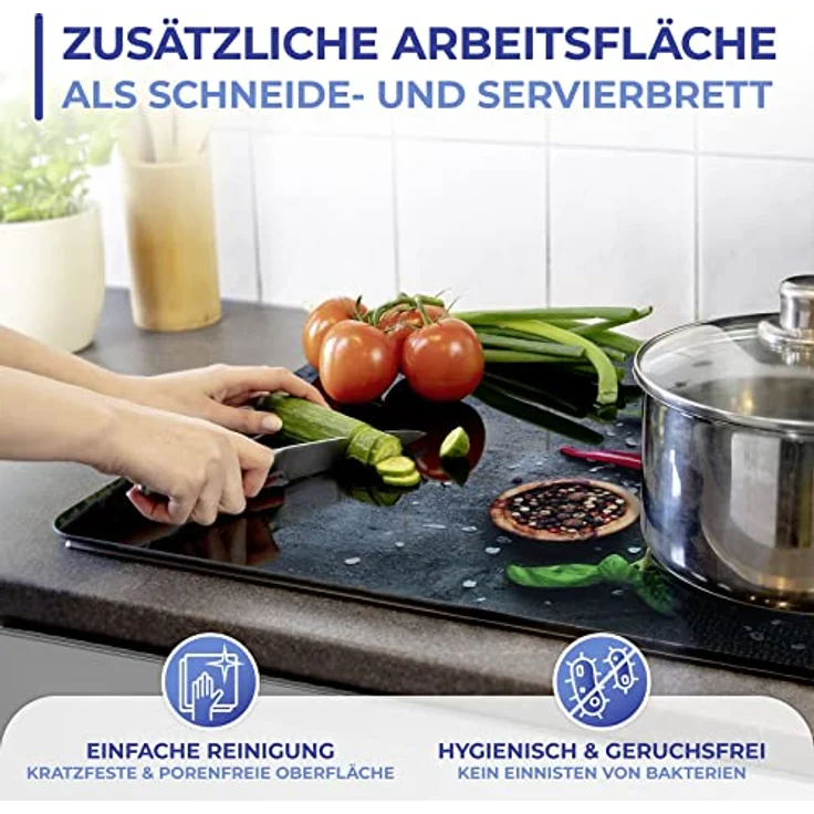 Maximex MULTI-Platte ROSMARIN - Schlagfeste Kochplattenabdeckung, Gehärtetes Glas, 56 x 0.5 x 50 cm, Mehrfarbig – Bild 5