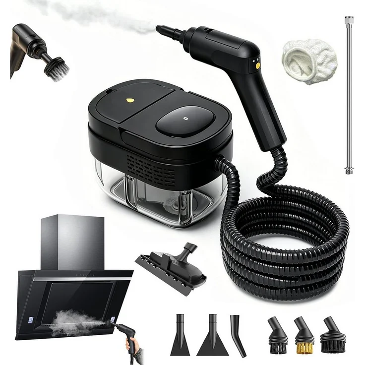 AKKEE Handdampfreiniger 2500W, tragbarer Dampfreiniger mit 1600 ml Wassertank und 3-stufiger Dampfregulierung, ideal für Küchen und Bäder