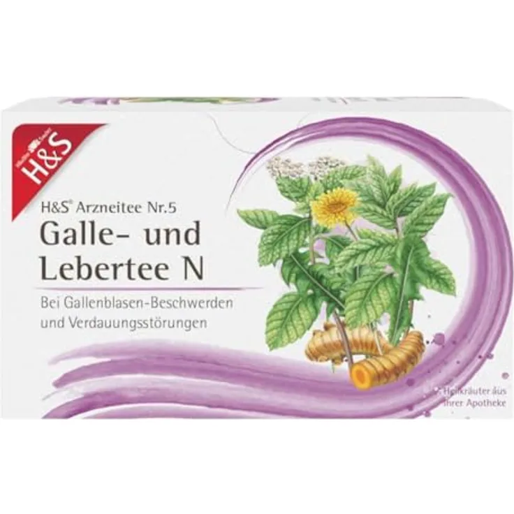 H&S Galle- und Lebertee N, 20 Filterbeutel à 2 g für Gallenblasen-Beschwerden und Verdauungsstörungen