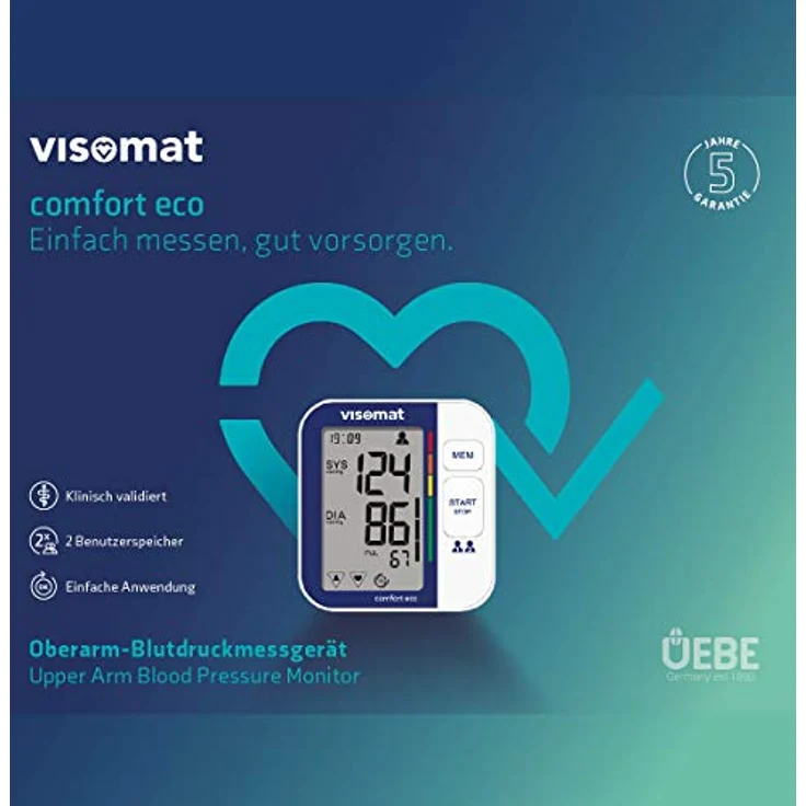 visomat comfort eco - Oberarm Blutdruckmessgerät, vollautomatische und sichere Blutdruckmessung, validierte Messgenauigkeit, Hersteller mit über 40Jahren Erfahrung – Bild 2