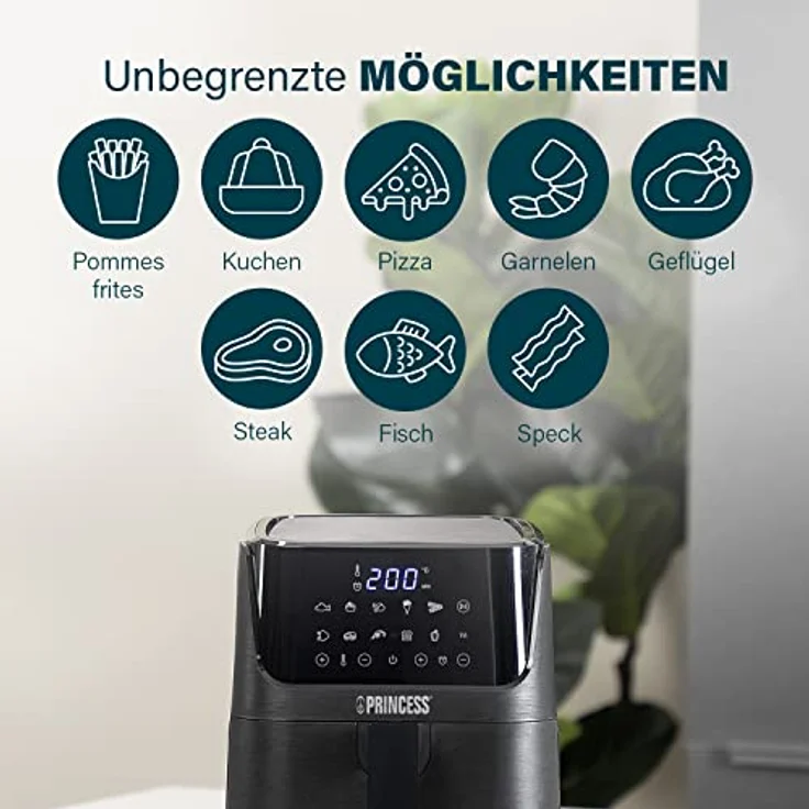 Princess Heißluftfritteuse mit 3,5 L – 70% weniger Energieverbrauch – 11 Programme – Inklusive Rezeptheft mit 30 Rezepten in deutsch – Aerofryer 182031 – Bild 4