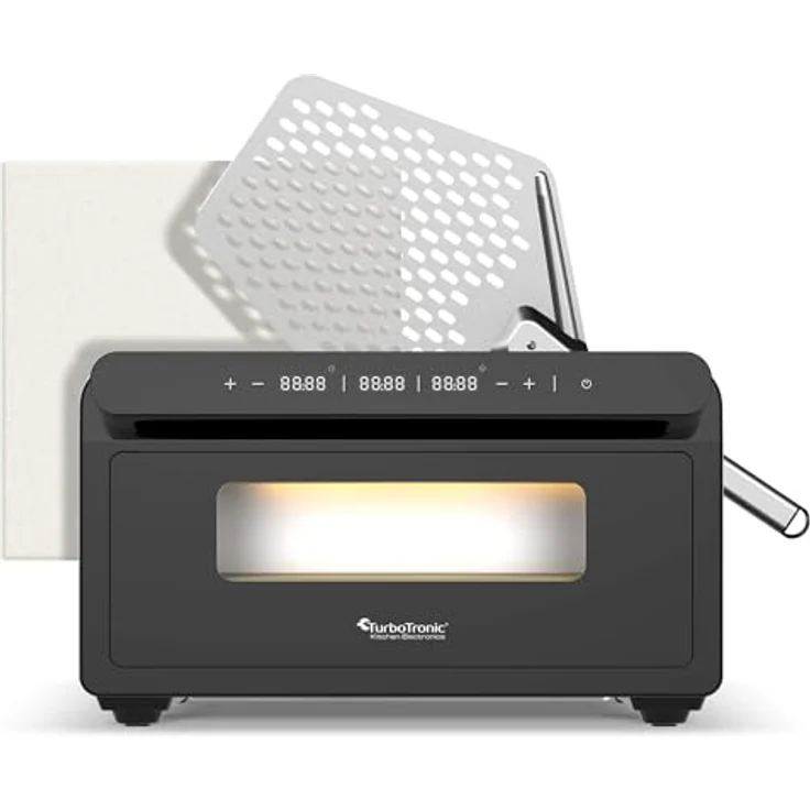 TurboTronic by Z-Line Pizzaliano TT-PO15, Minibackofen aus Edelstahl mit 2000 W Leistung, 430 °C in 2 Minuten, inkl. Pizzastein und digitale Steuerung – Bild 7