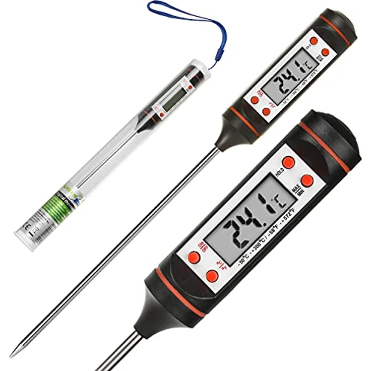 Green Blue GB178 Digitales Stiftthermometer, Lebensmittelthermometer von -50 °C bis +300 °C mit LCD-Display, 15 cm Sonde