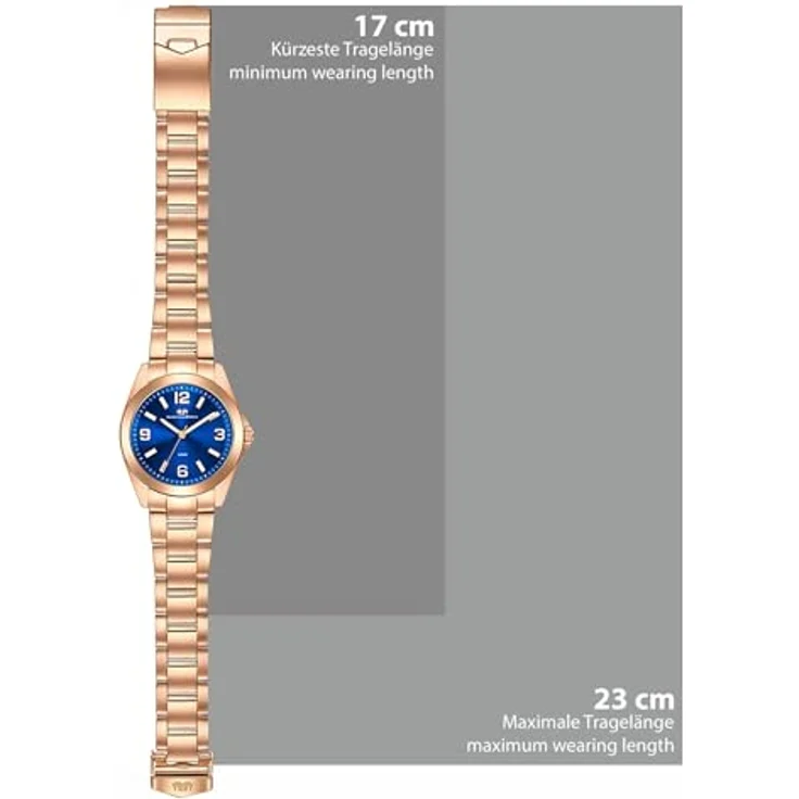 Rhodenwald & Söhne Damen Uhr 10010414, analoges Quarzwerk mit roségoldenem Edelstahl Gliederarmband und blauem Zifferblatt, wasserdicht bis 10 ATM – Bild 2