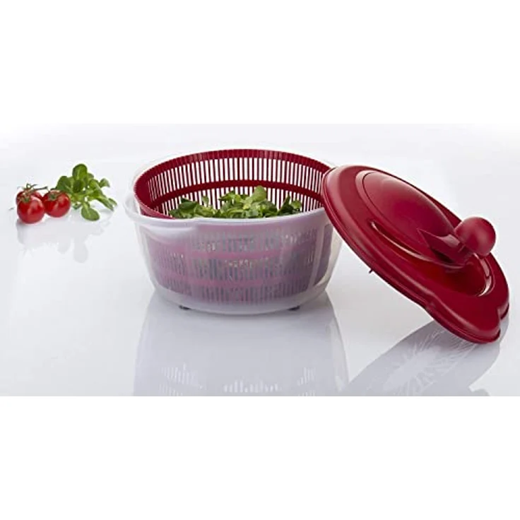Westmark Salatschleuder, Kunststoff, Durchmesser: 26 cm, Höhe: 21,5 cm, Fassungsvermögen: 5 Liter, Fortuna, Rot-Transparent, 24322260 – Bild 8