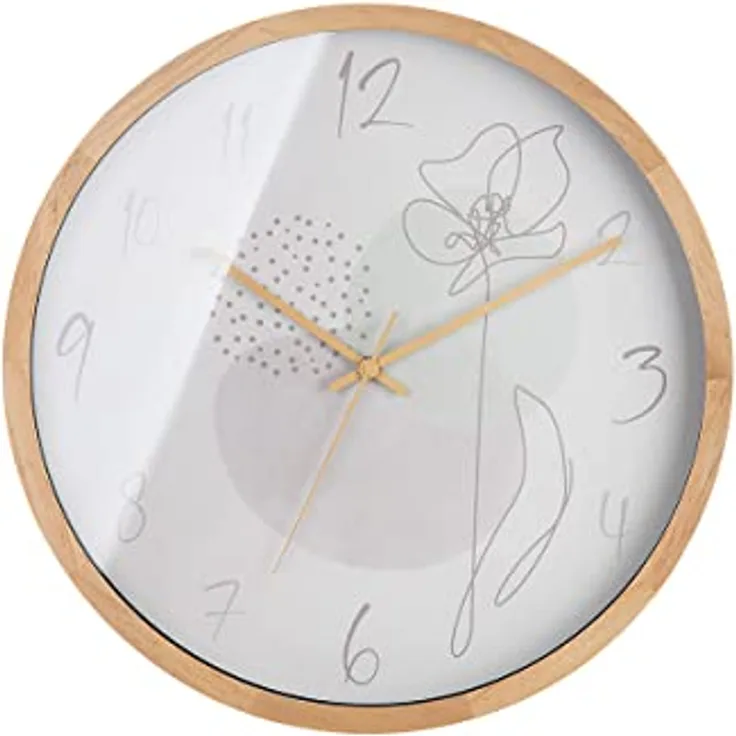 Casablanca runde Wanduhr XL - große Uhr zum Aufhängen - Material MDF mit Motiv Zifferblatt - Farbe: weiß braun - für 1 x AA 1,5V Batterie (Nicht im Lieferumfang enthalten) - Ø 41,5 cm