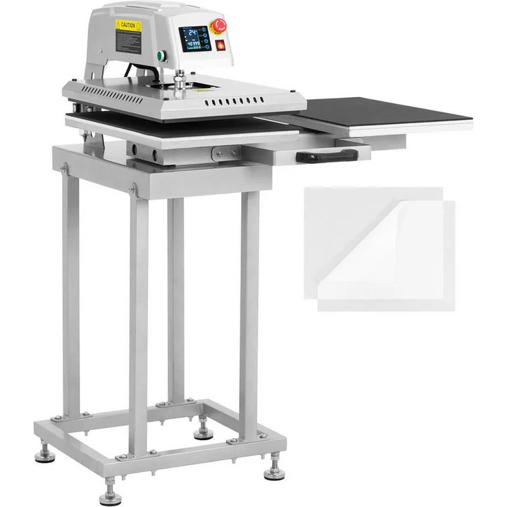 MSW Pneumatische Transferpresse Doppelt, 40x60cm, 2600 W, Silbern, für T-Shirts und Keramik