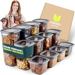 uandu Vorratsdosen mit Deckel Luftdicht - 12er Vorratsbehälter Set | BPA Frei | Transparente Aufbewahrungsdosen für trockene Lebensmittel