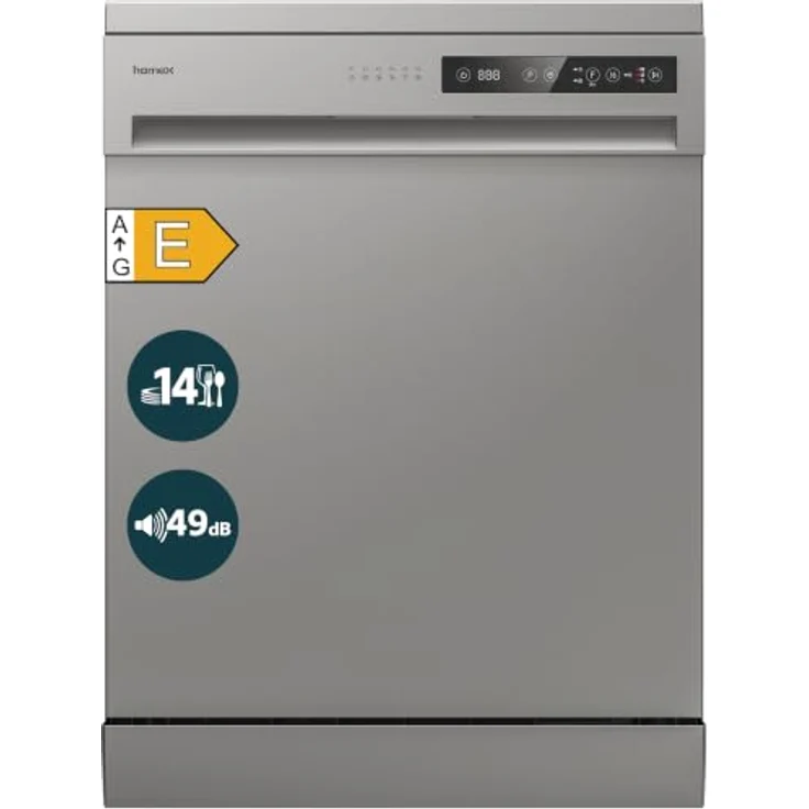 homeX DWFS601449E-S Geschirrspüler, freistehend, 60 cm, 14 Maßgedecke, 6 Programme, AquaStop, Unterbaufähig, 49 dB – Bild 1