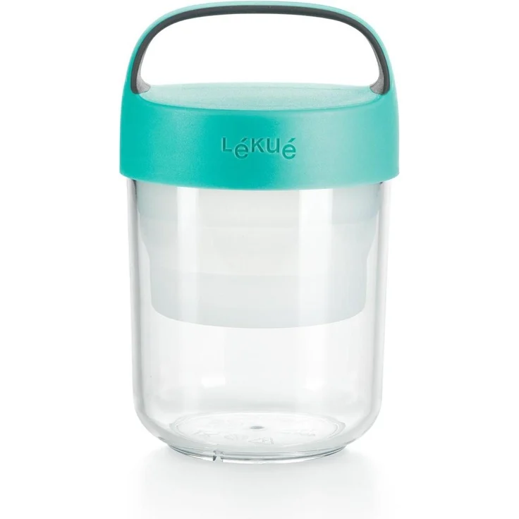 Lékué Jar To Go, Auslaufsicherer Lunchbehälter mit Verstellbarem Einsatz, Blau, Transparent