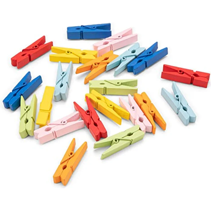 New Classic Toys Holz Spielzeug Wäscheständer mit 21 bunten Klammern und 4 Leinen, zusammenklappbar, fördert Feinmotorik und Fantasie – Bild 4