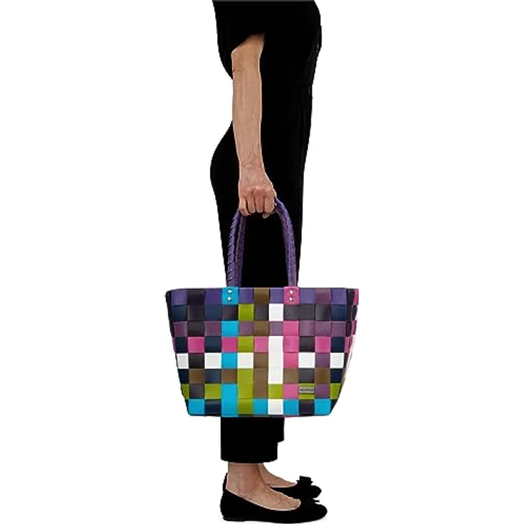 normani Einkaufstasche geflochten mit Henkeln, extra robuste Tragetasche aus 70 % recyceltem Material, 20 Liter Volumen, Farbe Classic/Sweet – Bild 3