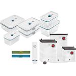 ZWILLING Fresh & Save Vakuum Starterset, Glas, 16-teilig, inkl. Dose, Pumpe und Beutel, Weiß