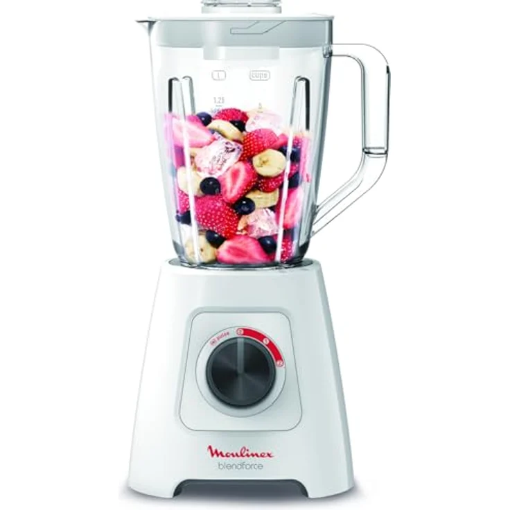 Moulinex Liquidificadora LM420110, Standmixer mit 1.75L Behälter und 600W Leistung, weiß – Bild 1