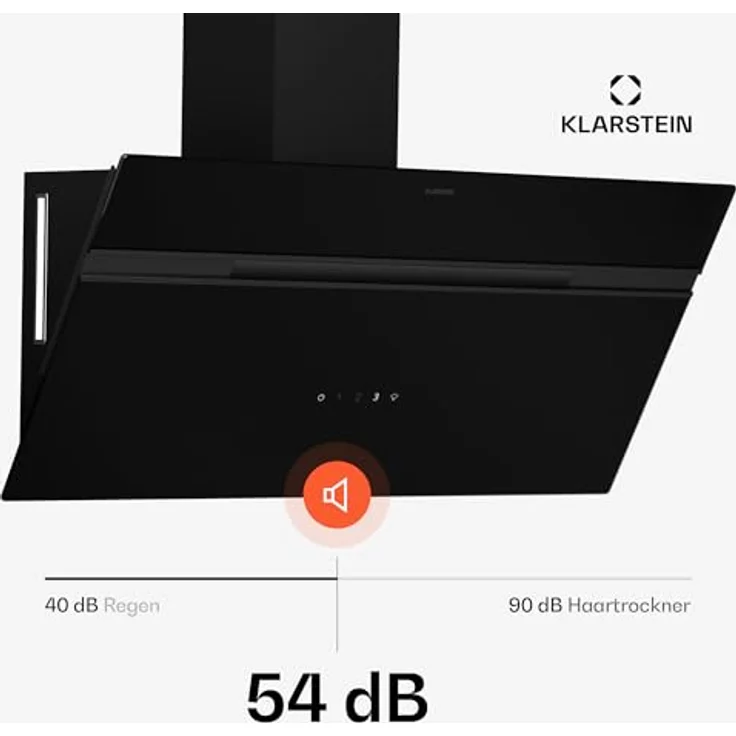 Klarstein Alina Dunstabzugshaube, EEK A, Touchpanel, LED-Beleuchtung, Abluft/Umluft, 615 m³/h, Schwarz – Bild 4