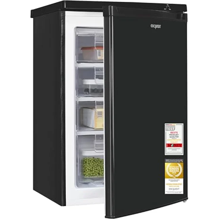 Exquisit Gefrierschrank GS512-040E, 91 l kompakt, Energieklasse E, leise 40 dB, freistehend und unterbaufähig, schwarz: Tests, Infos & Preisvergleich