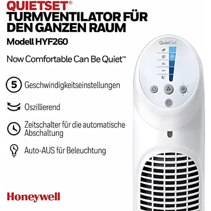 Honeywell HYF260E4 Quiet-Set Turmventilator (mit Fernbedienung, 1 Stück) – Bild 2
