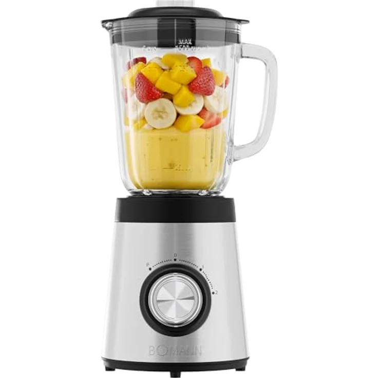 Bomann® UM 6084 CB Standmixer 700W, 1,5L Glasbehälter, BPA-frei, 4-fach Edelstahl-Messer, Ice-Crush Funktion, 3 Stufen, Turbo-Funktion, mit Nachfüllöffnung – Bild 1