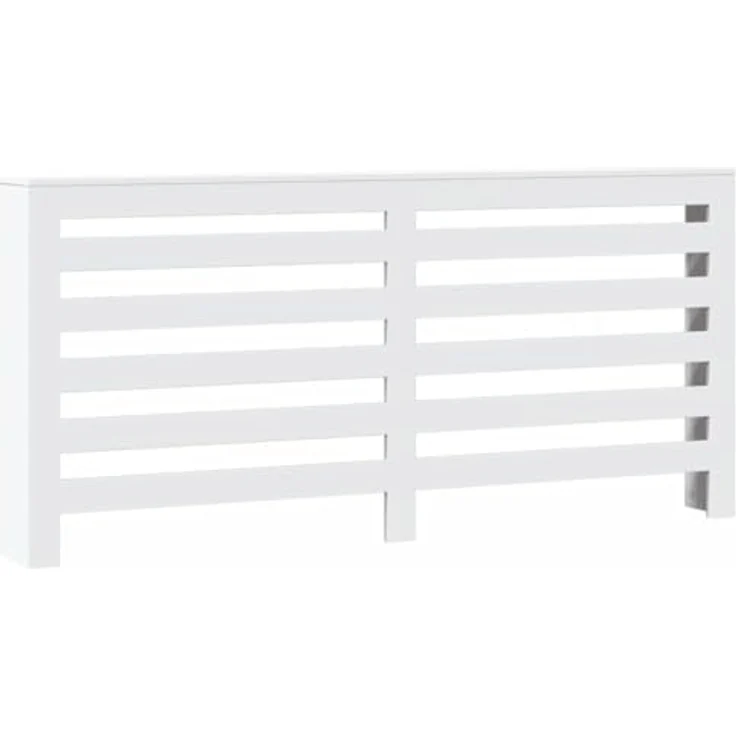 vidaXL Heizkörperverkleidung Weiß, 175x20x82 cm, Holzwerkstoff mit modernem Latten-Design und praktischer Ablage – Bild 1
