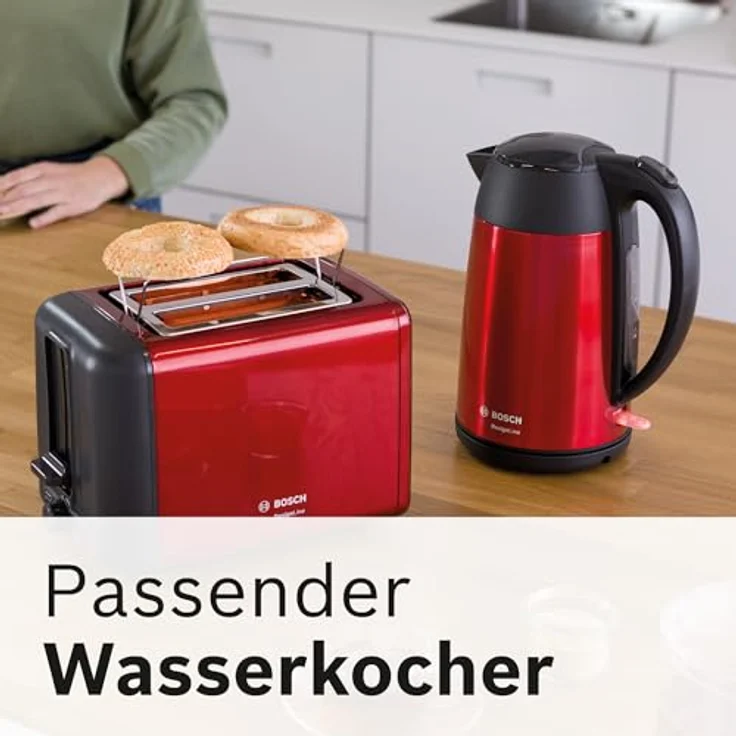 Bosch TAT3P424DE Toaster Kompakt deep red crystal Rot  – Bild 5