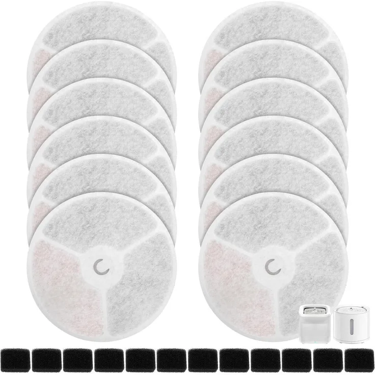 TEOKANTZ Ersatzfilter für Petkit Solo 2/SE/3 Pro/2S/3, 12 Stück inkl. Aktivkohle & Schaumstofffilter, mehrschichtiges Filtrationssystem
