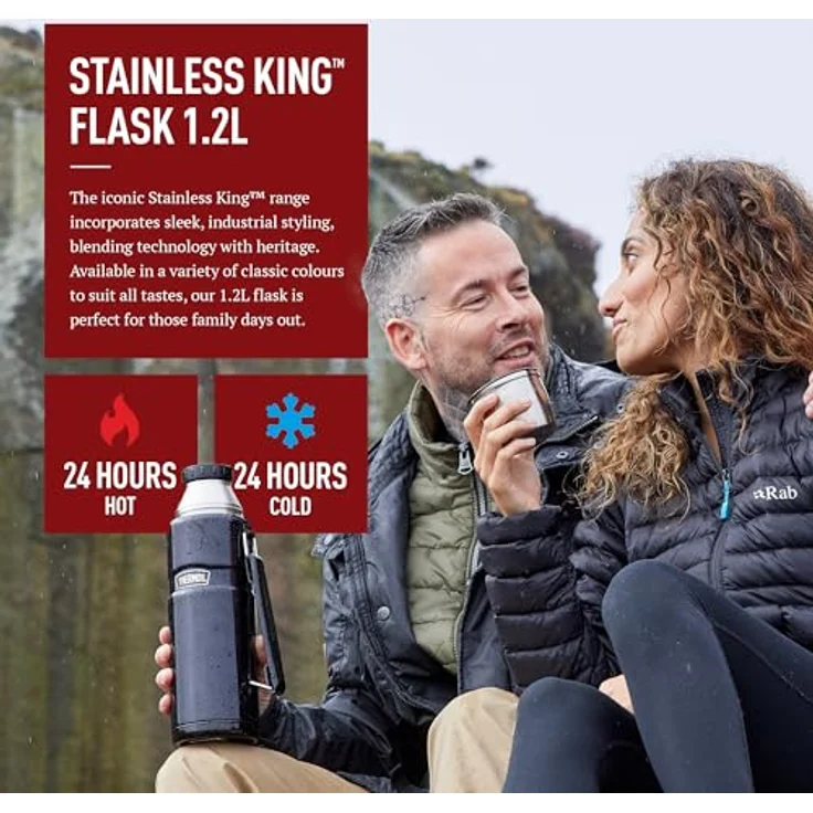 Thermos Thermoskanne - Thermosflasche für Lebensmittel, 1,2 l, Edelstahl, Rot – Bild 3
