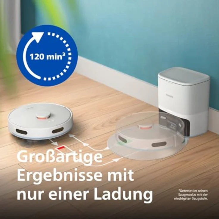 Philips Nass-Trocken-Saugroboter XU2100/25 2000 Series 2. Gen, 6000pa Saugkraft, Teppich-Boost, inkl. Entleerungsstation und LDS-Radarnavigationssystem, mit HomeRun App – Bild 6