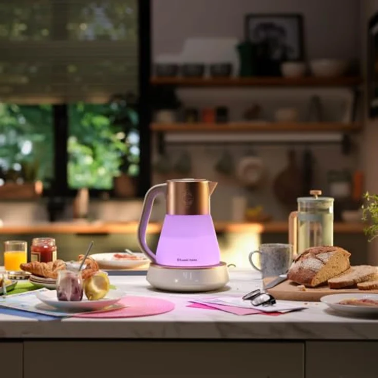 Russell Hobbs Wasserkocher Glas Calm [1,7L, Temperatureinstellung 40-100°, Innenbeleuchtung & beruhigende Klänge, Quiet-Boil-Technologie, Warmhaltefunktion, Digitaldisplay & Touch-Bedienung, 2400W] 27450-70 – Bild 4