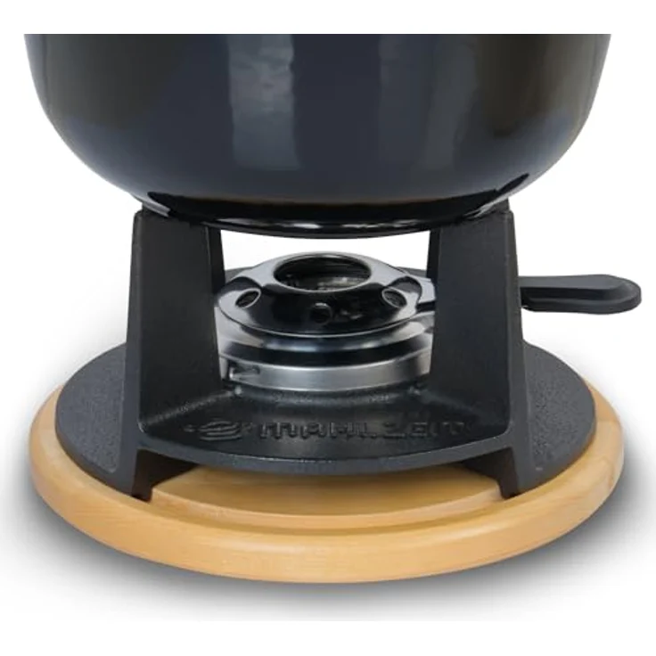 Mahlzeit Gusseisen Fondue Set für 6 Personen | 2 Liter | Fondueset 13 teilig mit Brenner und Gabeln | Fondue-Set, Käsefondue Set, Fleischfondue Set, Schokofondue Set (Schwarz emailliert) – Bild 5